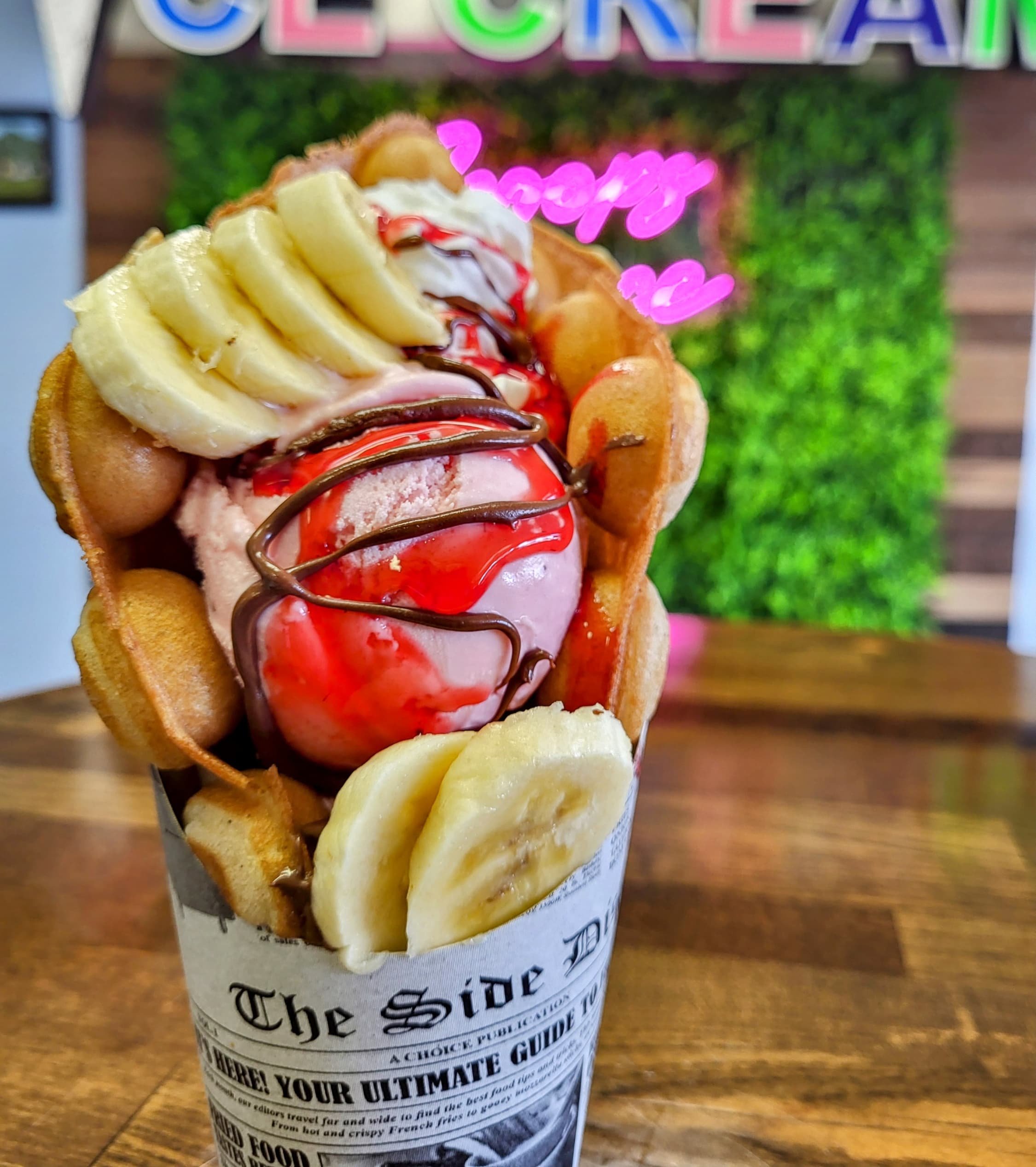 A sundae built at Scoops Venice Ice Cream